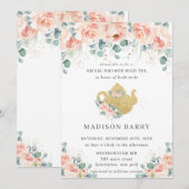 Perzik Bloemen Roos Greenery Vrijgezellenfeest Tea Kaart (Voorkant / Achterkant)