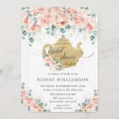 Perzik Bloemen Roos Greenery Vrijgezellenfeest Tea Kaart (Voorkant / Achterkant)