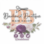Perzik Bloemen Rozen Haarsalon Stylist Logo Sticker (Voorkant)