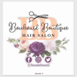Perzik Bloemen Rozen Haarsalon Stylist Logo Sticker