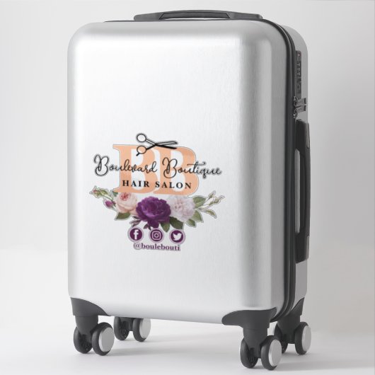 Perzik Bloemen Rozen Haarsalon Stylist Logo Sticker (Koffer)
