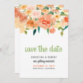 Perzik Bloemen | Save The Date Kaart (Voorkant / Achterkant)