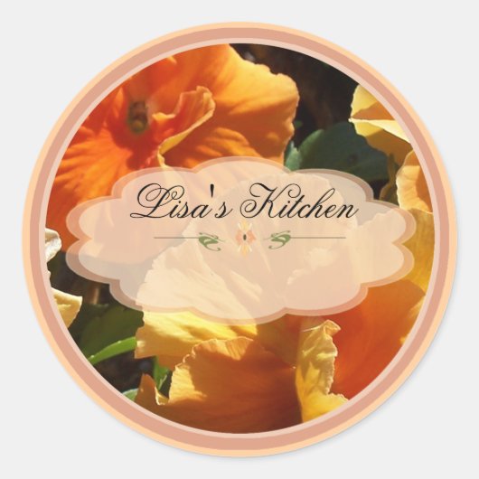 Perzik Bloemen Spice Jar Labels (Voorkant)