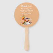 Perzik Bloemen Tea Party Baby shower Hand Fan Handwaaier (Achterkant)