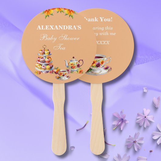 Perzik Bloemen Tea Party Baby shower Hand Fan Handwaaier