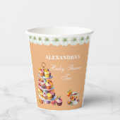 Perzik Bloemen Tea Party Baby shower Papieren Bekers (Voorkant)