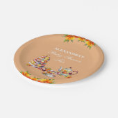 Perzik Bloemen Tea Party Baby shower Papieren Bordje (Gekanteld)