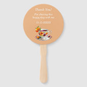 Perzik Bloemen Tea Party Vrijgezellenfeest Hand Fa Handwaaier (Achterkant)