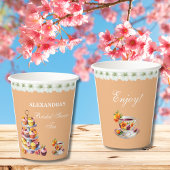 Perzik Bloemen Tea Party Vrijgezellenfeest Papier Papieren Bekers