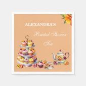 Perzik Bloemen Tea Party Vrijgezellenfeest Servet (Voorkant)