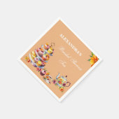 Perzik Bloemen Tea Party Vrijgezellenfeest Servet (Hoek)