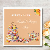 Perzik Bloemen Tea Party Vrijgezellenfeest Servet