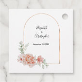 Perzik Bloemen Trendy Boog Groen Modern Bruiloft Bedankjes Labels (Achterkant)