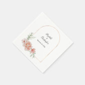 Perzik Bloemen Trendy Boog Groen Modern Bruiloft Servet (Hoek)