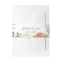 Perzik Bloemen Trouwbuik Band Uitnodigingen Wikkel