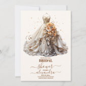 Perzik Bloemen Trouwjurk Vrijgezellenfeest Kaart (Voorkant)
