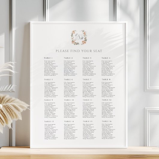  Perzik Bloemen Trouwstoel Grafiek Poster