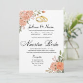 Perzik Bloemen Uitnodiging  (Staand voorkant)