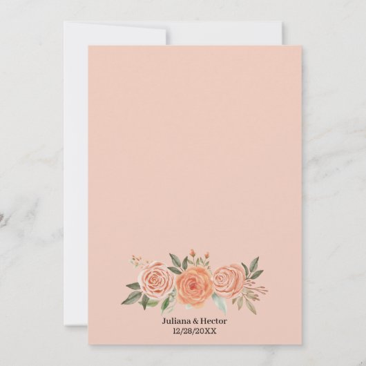 Perzik Bloemen Uitnodiging  (Achterkant)