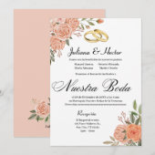 Perzik Bloemen Uitnodiging  (Voorkant / Achterkant)