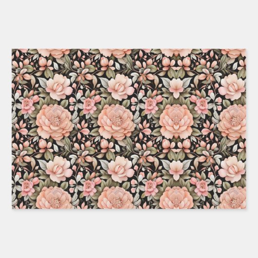 Perzik Bloemen Verjaardag Bruiloft Vrijgezellenfee Inpakpapier Vel (Voorkant 3)