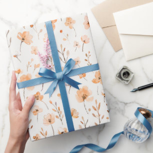 Perzik Bloemen Verjaardag Cadeaupapier