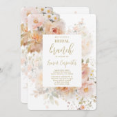 Perzik Bloemen Vrijgezellenfeest Brunch Kaart (Voorkant / Achterkant)