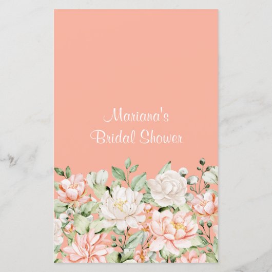 Perzik Bloemen Vrijgezellenfeest Woord Scramble Ga (Achterkant)