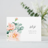 Perzik Bloemen w Maaltijd RSVP V3 2 Kaartje (Staand voorkant)