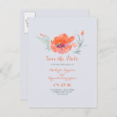 Perzik Bloemen waterverf Bewaar de datum Aankondigingskaart (Voorkant / Achterkant)