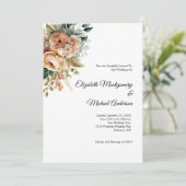 Perzik Bloemen Waterverf Botanische Elegante Bruil Kaart (Staand voorkant)