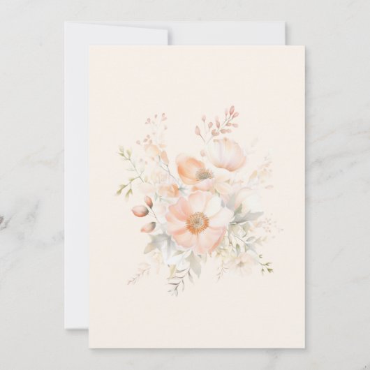 Perzik Bloemen Waterverf Bruiloft Save The Date (Achterkant)