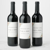 Perzik Bloemen Waterverf Bruiloft Wijn Label Etiket (Flessen)