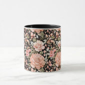 Perzik Bloemen Waterverf Groene bladeren Mok (Midden)