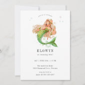 Perzik Bloemen Zeemeermin Verjaardagsfeest Kaart (Voorkant)