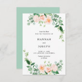 perzik bloemenbewaar de datumkaart save the date (Voorkant / Achterkant)