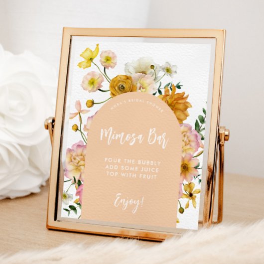 Perzik Bloemenboog Mimosa Bar teken Poster