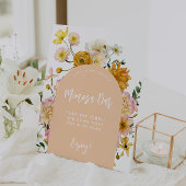 Perzik Bloemenboog Mimosa Bar teken Reclamebord Met Voetstuk