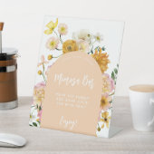 Perzik Bloemenboog Mimosa Bar teken Reclamebord Met Voetstuk (Insitu)