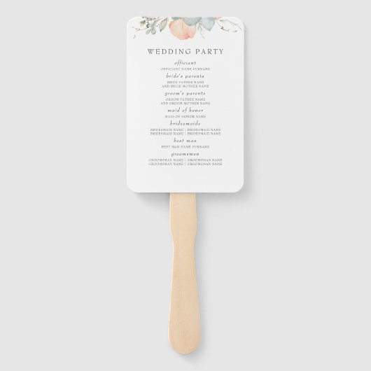 Perzik Bloemenbruiloft Programma Handwaaier (Achterkant)