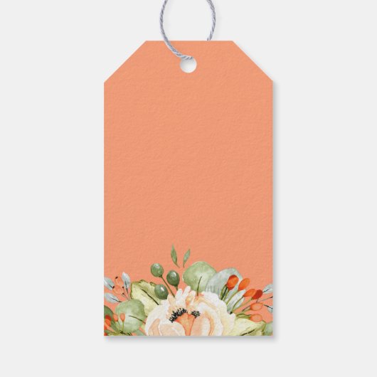 Perzik Bloemenbruiloft welkomsttas Cadeaulabel (Achterkant)