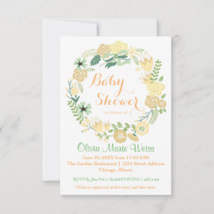 Perzik Bloemencirkel Krans- 3x5 Baby Shower Uitnod Kaart