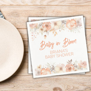 Perzik Bloemengender-neutrale baby shower Servet