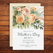Perzik Bloemengroen Moederdag Brunch Kaart