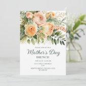 Perzik Bloemengroen Moederdag Brunch Kaart (Staand voorkant)