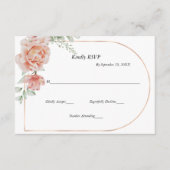Perzik Bloemengroener Border Bruiloft RSVP Kaart (Voorkant)