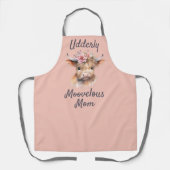 Perzik bloemenhoogland koe waterverf schort (Voorkant)