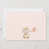 Perzik Bloemenkonijn Foto 1e Verjaardag Uitnodigin Kaart (Achterkant)