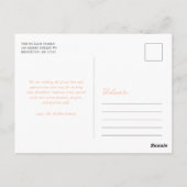 Perzik Bloemenkruis Doop / doop Dank u Briefkaart (Achterkant)