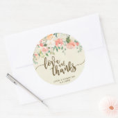 Perzik Bloemenliefde en bedankt begunstigt sticker (Envelop)